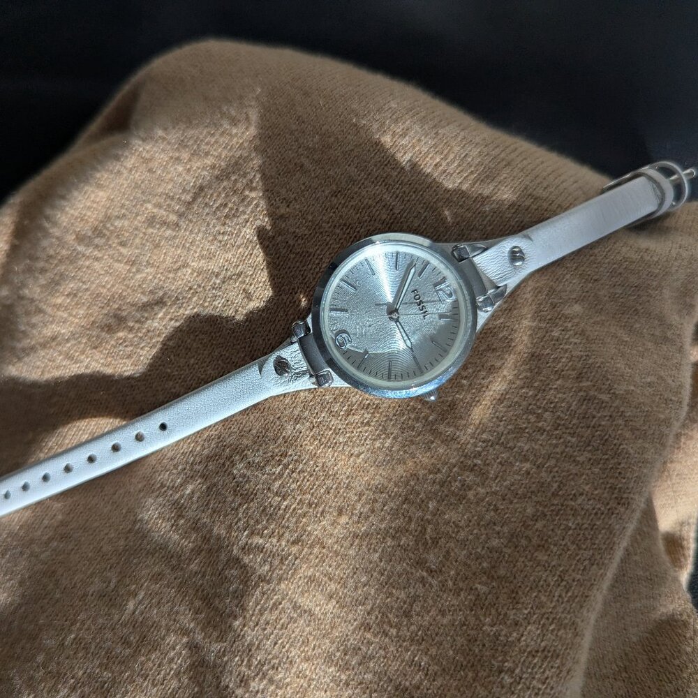 Fossil Women's Georgia White Leather Watch